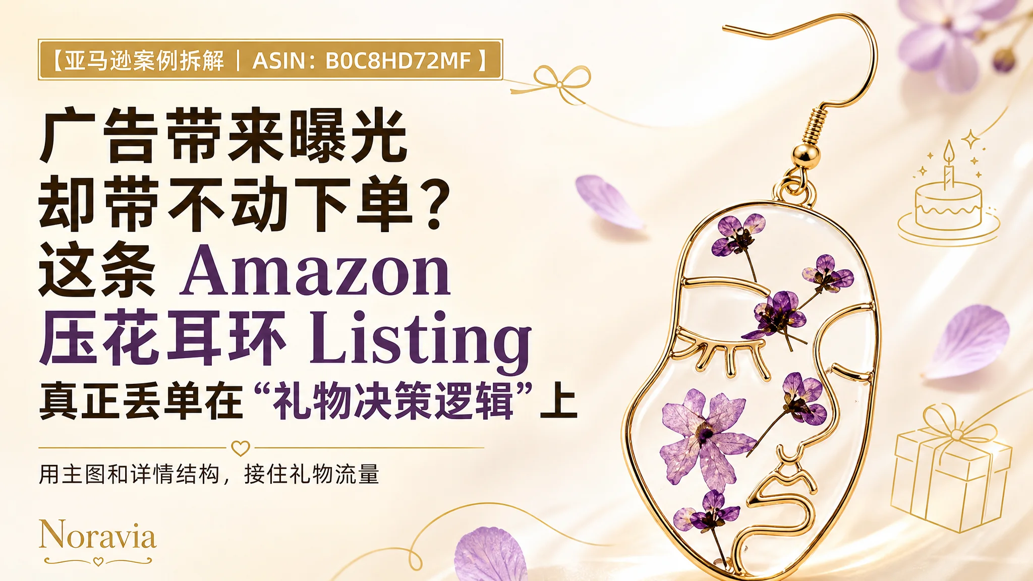 广告带来曝光却带不动下单？这条 Amazon 压花耳环 Listing 真正丢单在“礼物决策逻辑”上