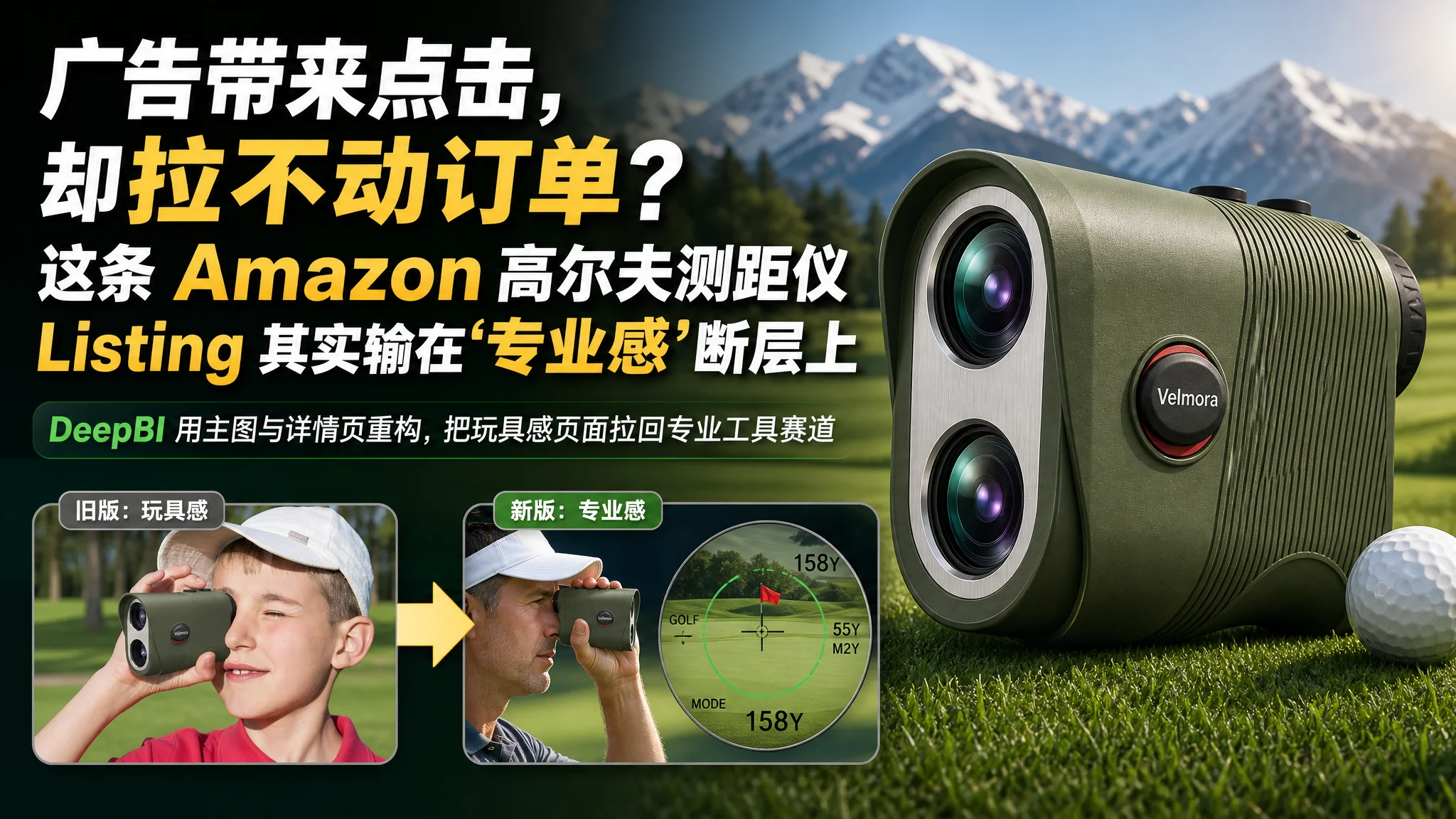 广告带来点击，却拉不动订单？这条 Amazon 高尔夫测距仪 Listing 其实输在“专业感”断层上