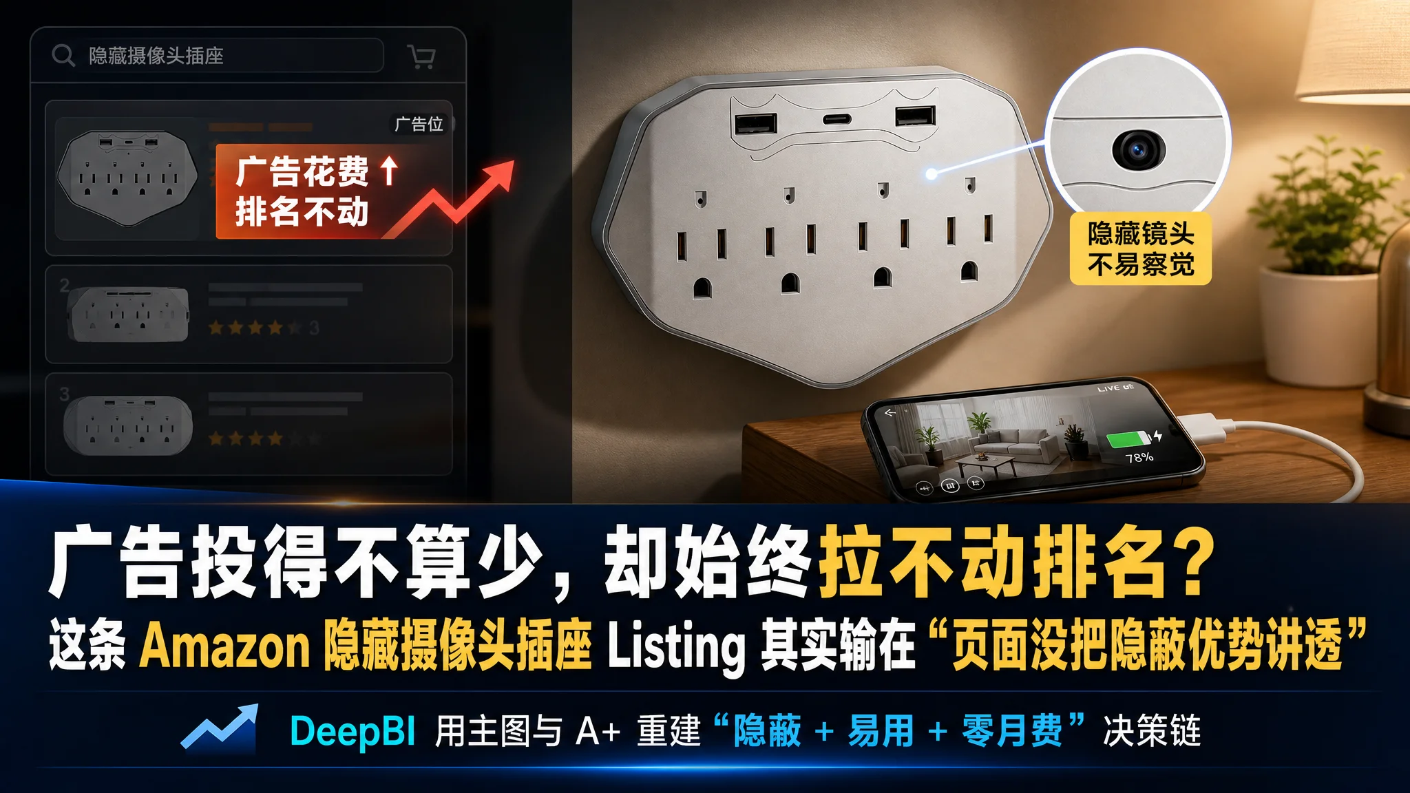 广告投得不算少，却始终拉不动排名？这条 Amazon 隐藏摄像头插座 Listing 其实输在“页面没把隐蔽优势讲透”