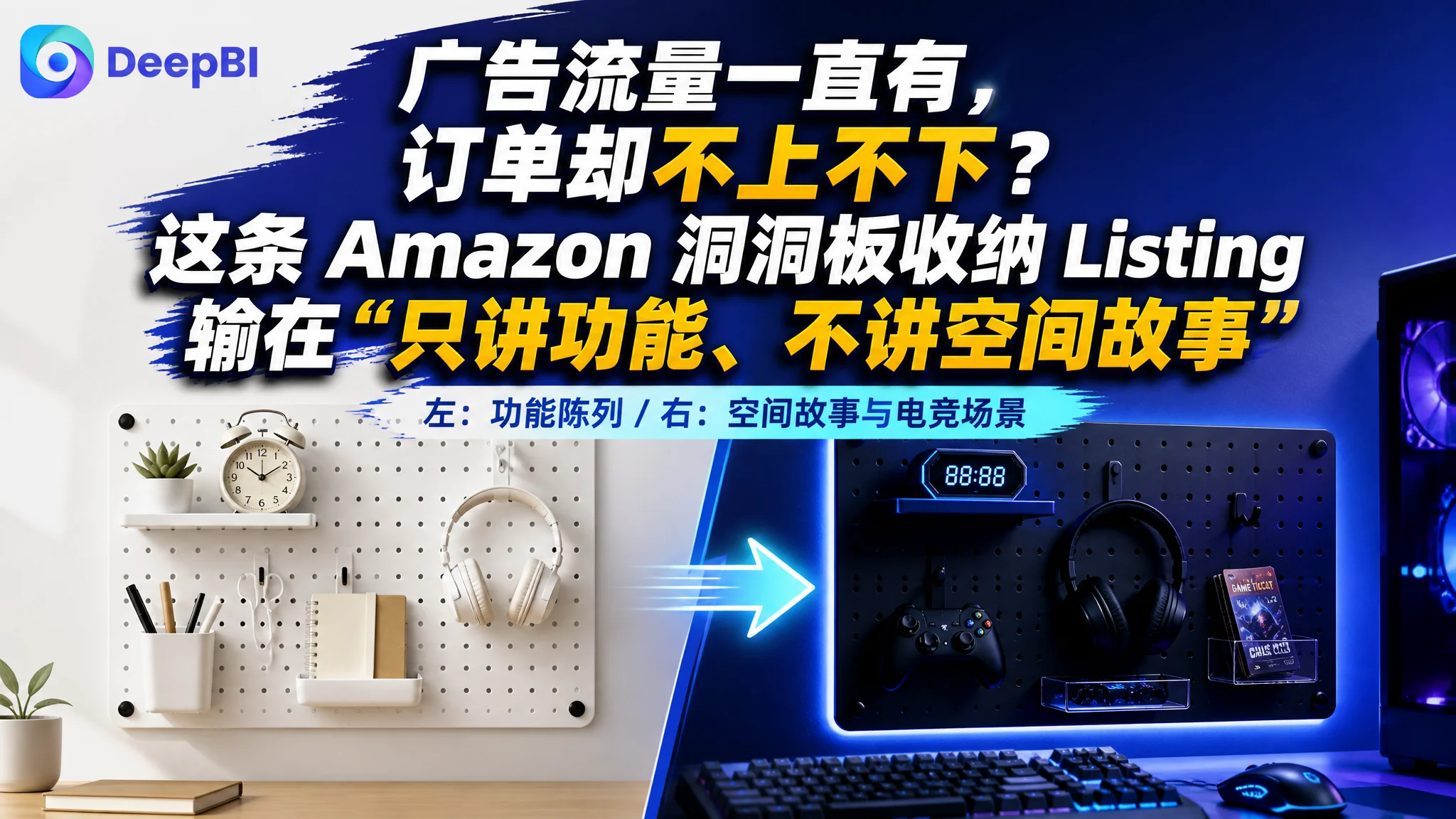 广告流量一直有，订单却不上不下？这条 Amazon 洞洞板收纳 Listing 输在“只讲功能、不讲空间故事”