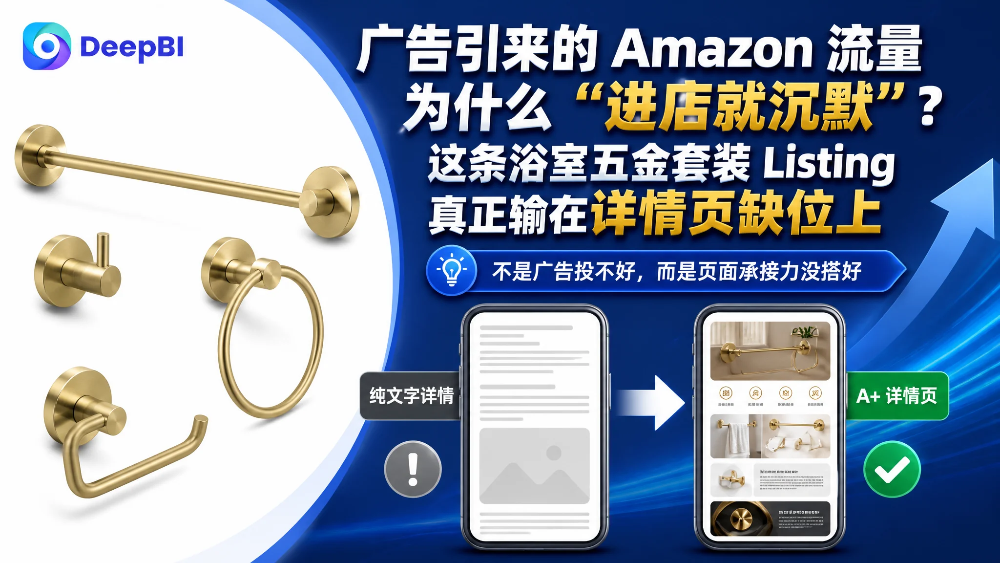 广告引来的 Amazon 流量为什么“进店就沉默”？这条浴室五金套装 Listing 真正输在详情页缺位上