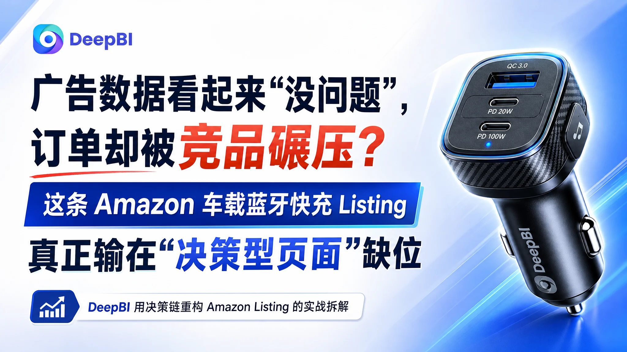 广告数据看起来“没问题”，订单却被竞品碾压？这条 Amazon 车载蓝牙快充 Listing 真正输在“决策型页面”缺位