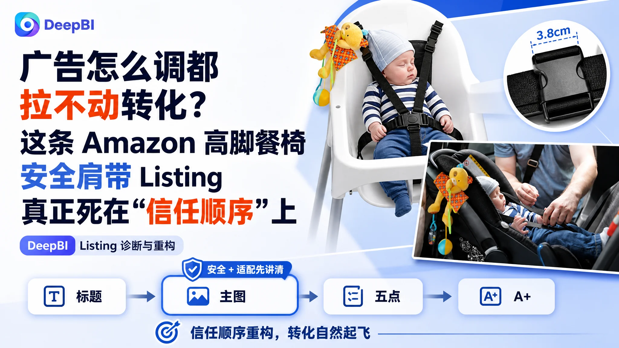广告怎么调都拉不动转化？这条 Amazon 高脚餐椅安全肩带 Listing 真正死在“信任顺序”上