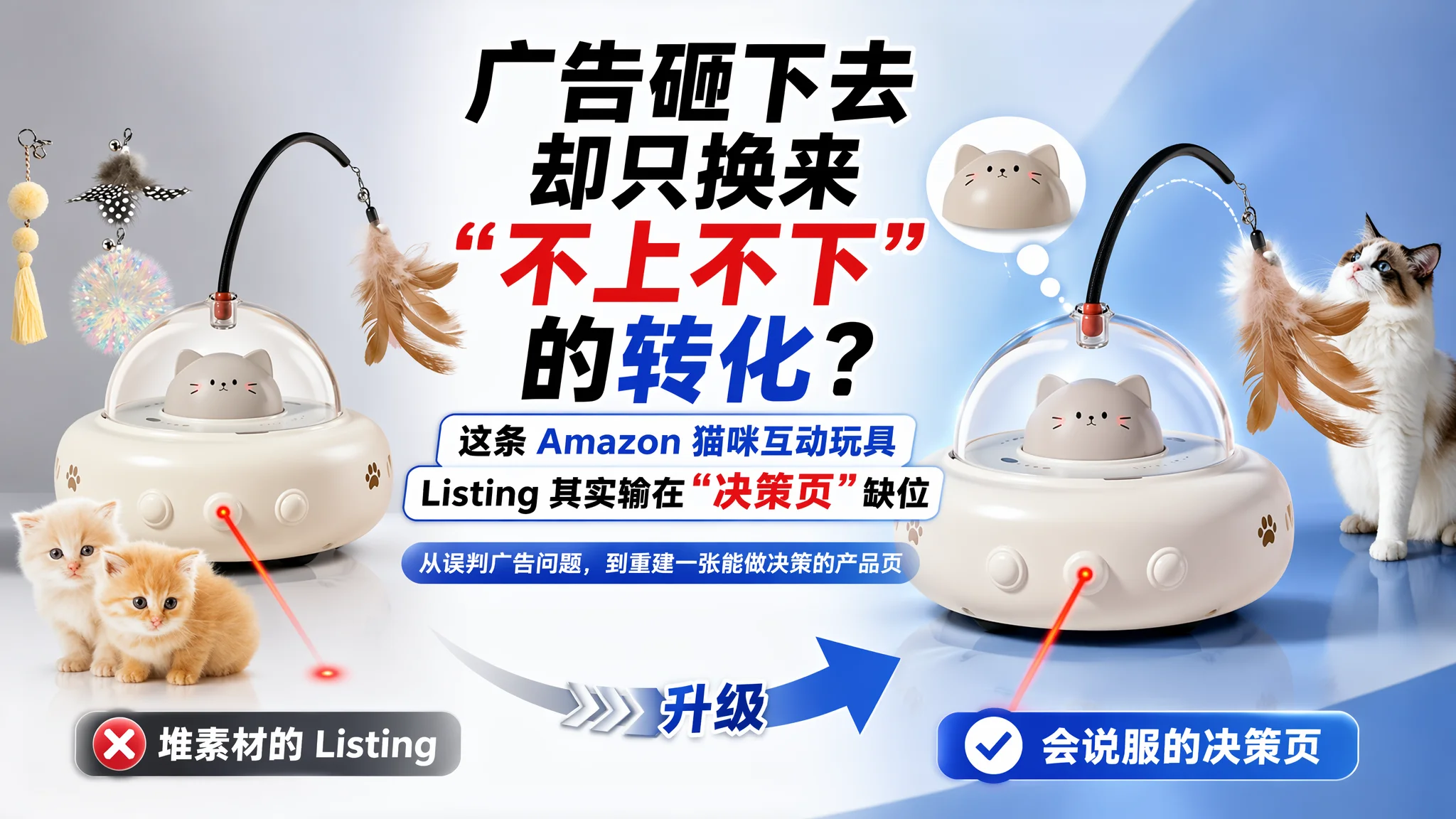 广告砸下去却只换来“不上不下”的转化？这条 Amazon 猫咪互动玩具 Listing 其实输在“决策页”缺位
