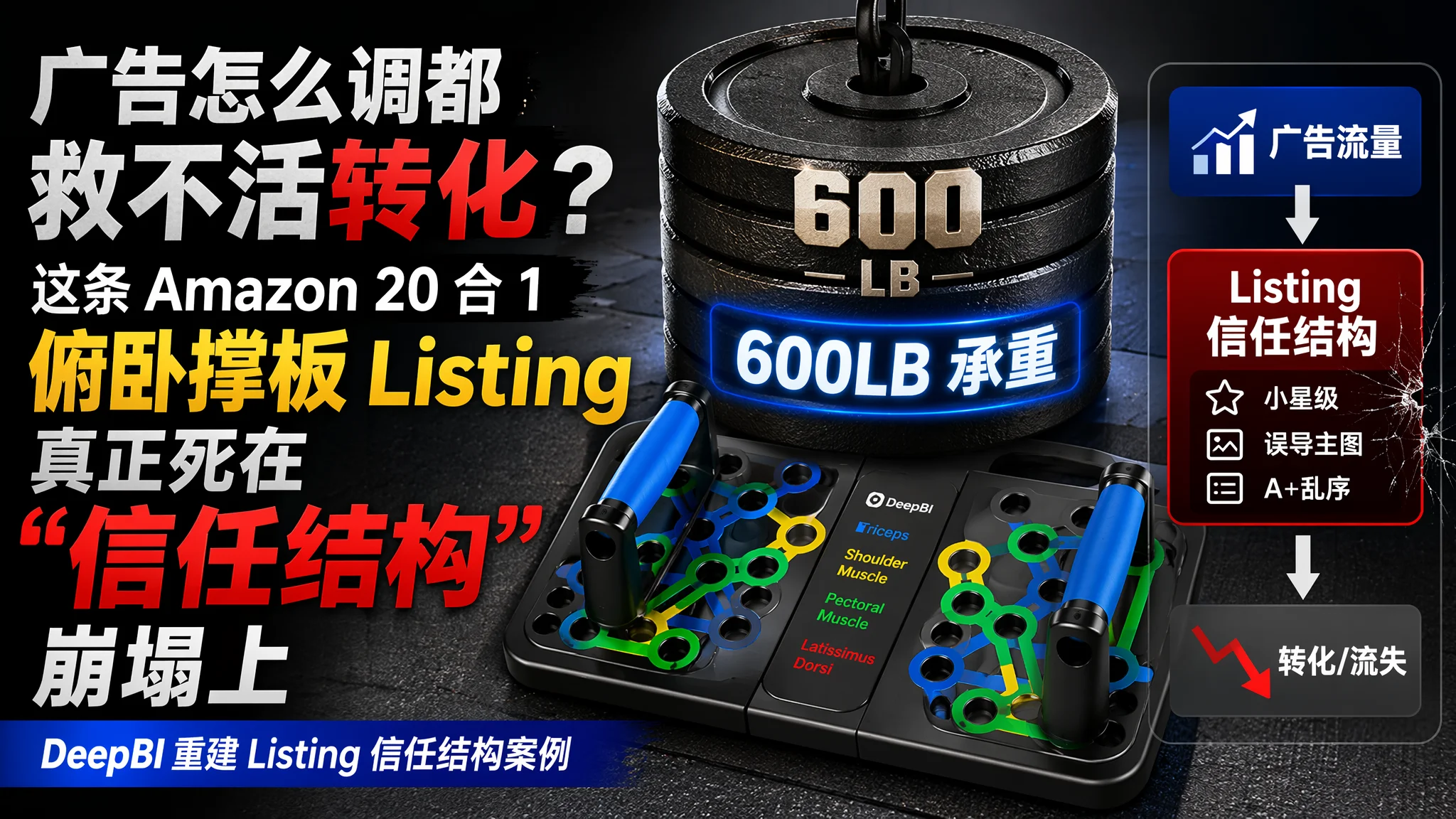 广告怎么调都救不活转化？这条 Amazon 20 合 1 俯卧撑板 Listing 真正死在“信任结构”崩塌上