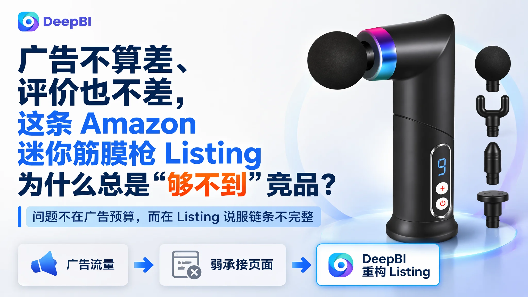 广告不算差、评价也不差，这条 Amazon 迷你筋膜枪 Listing 为什么总是“够不到”竞品？