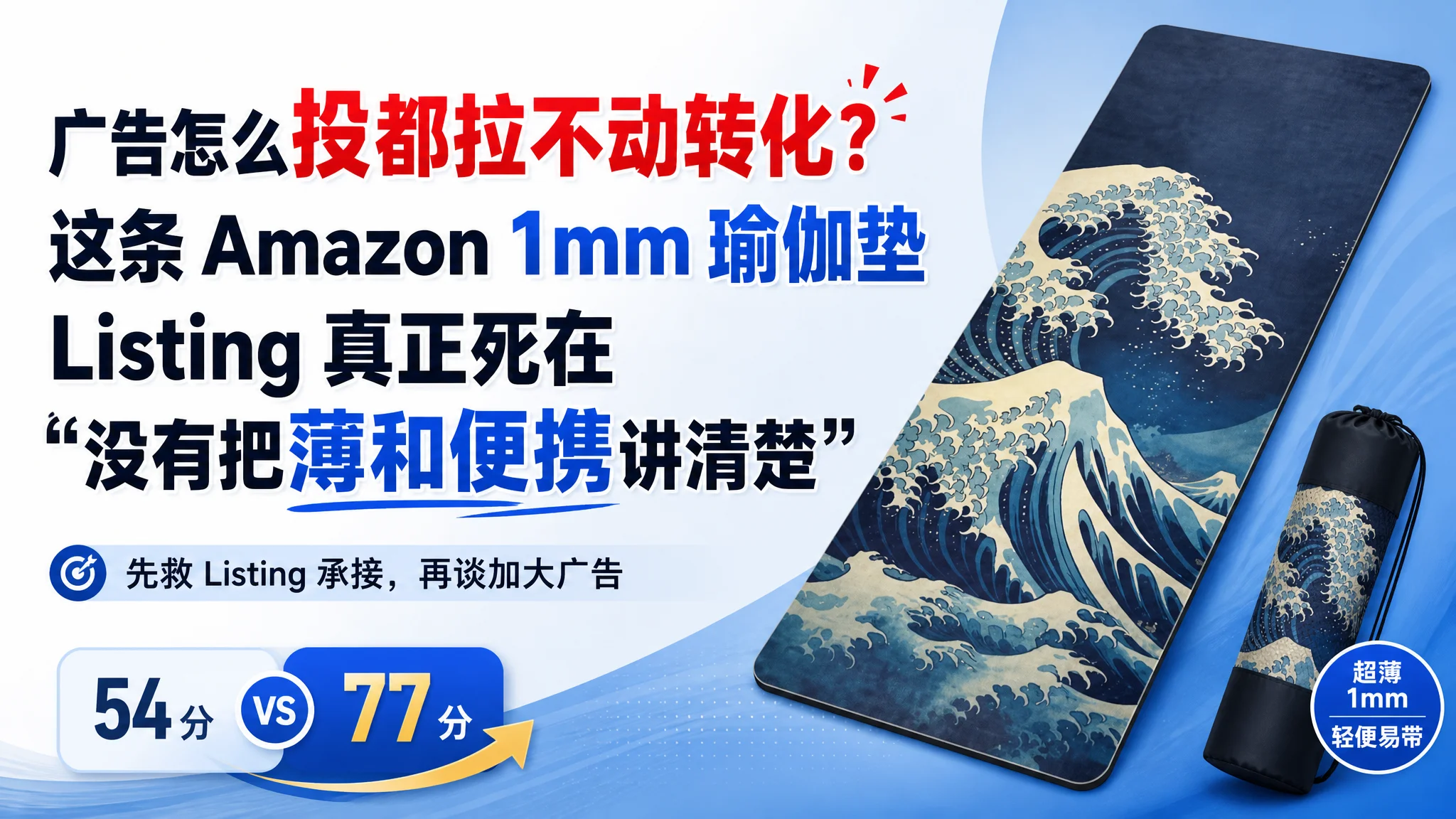 广告怎么投都拉不动转化？这条 Amazon 1mm 瑜伽垫 Listing 真正死在“没有把薄和便携讲清楚”