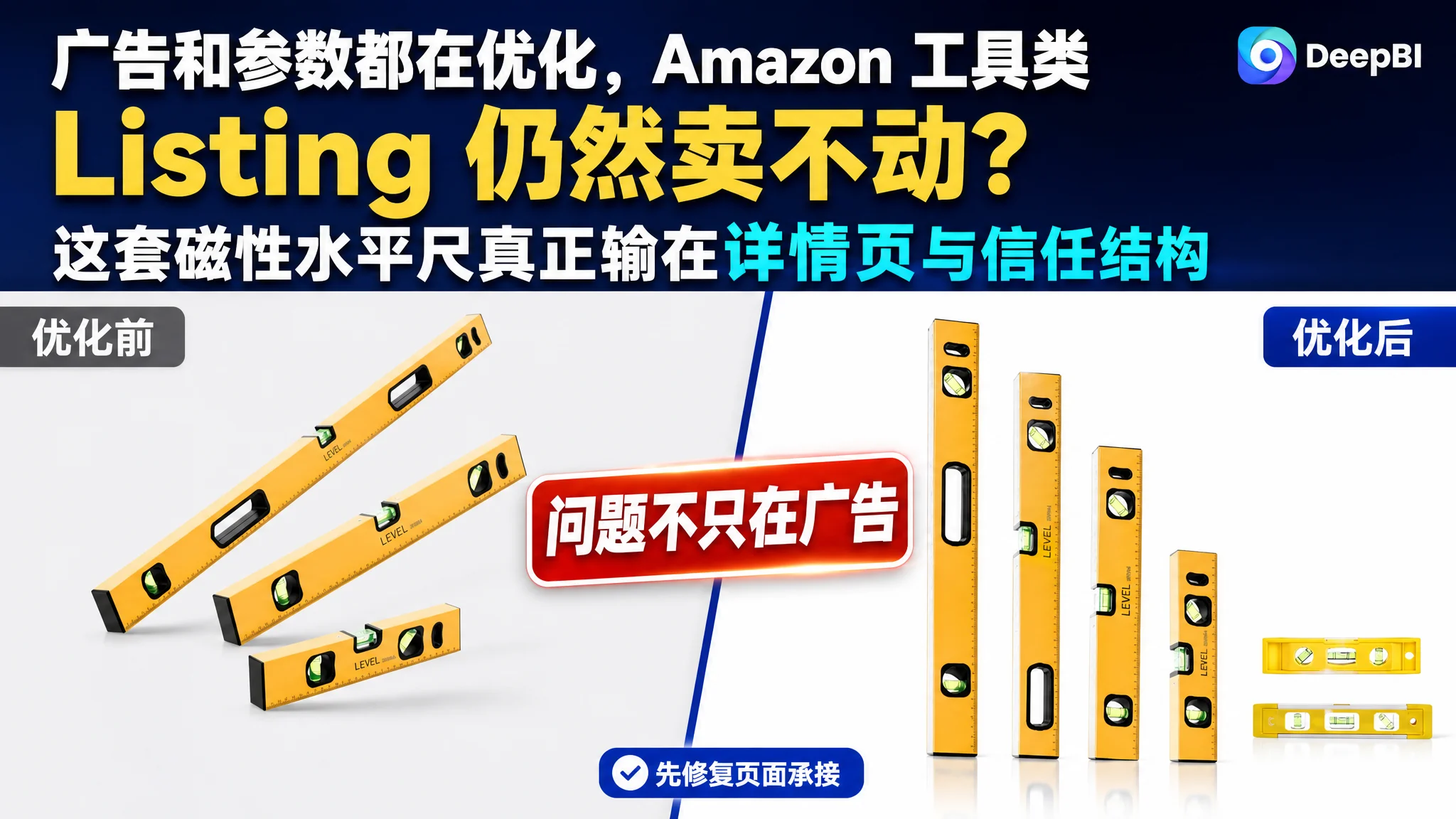 广告和参数都在优化，Amazon 工具类 Listing 仍然卖不动？这套磁性水平尺真正输在详情页与信任结构