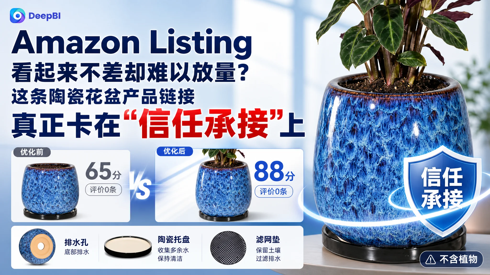 Amazon Listing 看起来不差却难以放量？这条陶瓷花盆产品链接真正卡在“信任承接”上