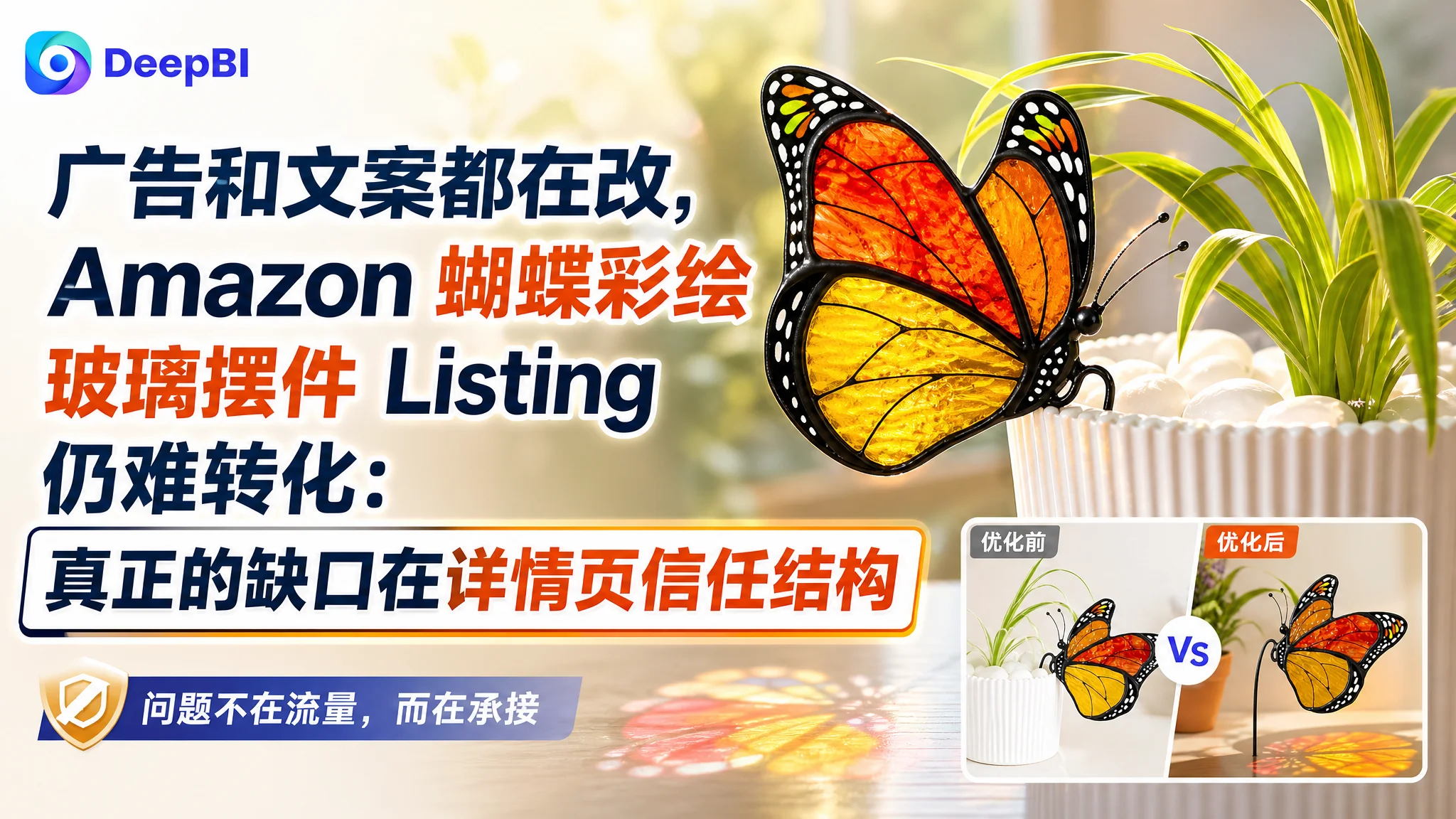 广告和文案都在改，Amazon 蝴蝶彩绘玻璃摆件 Listing 仍难转化：真正的缺口在详情页信任结构