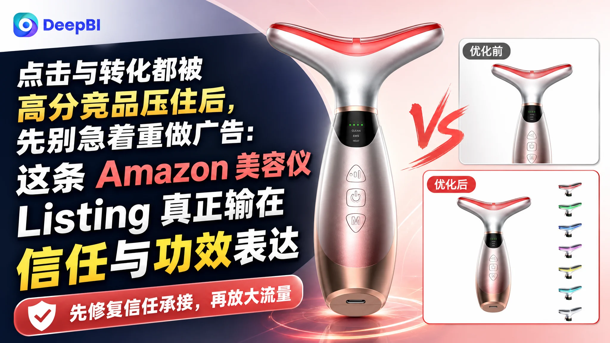 点击与转化都被高分竞品压住后，先别急着重做广告：这条 Amazon 美容仪 Listing 真正输在信任与功效表达