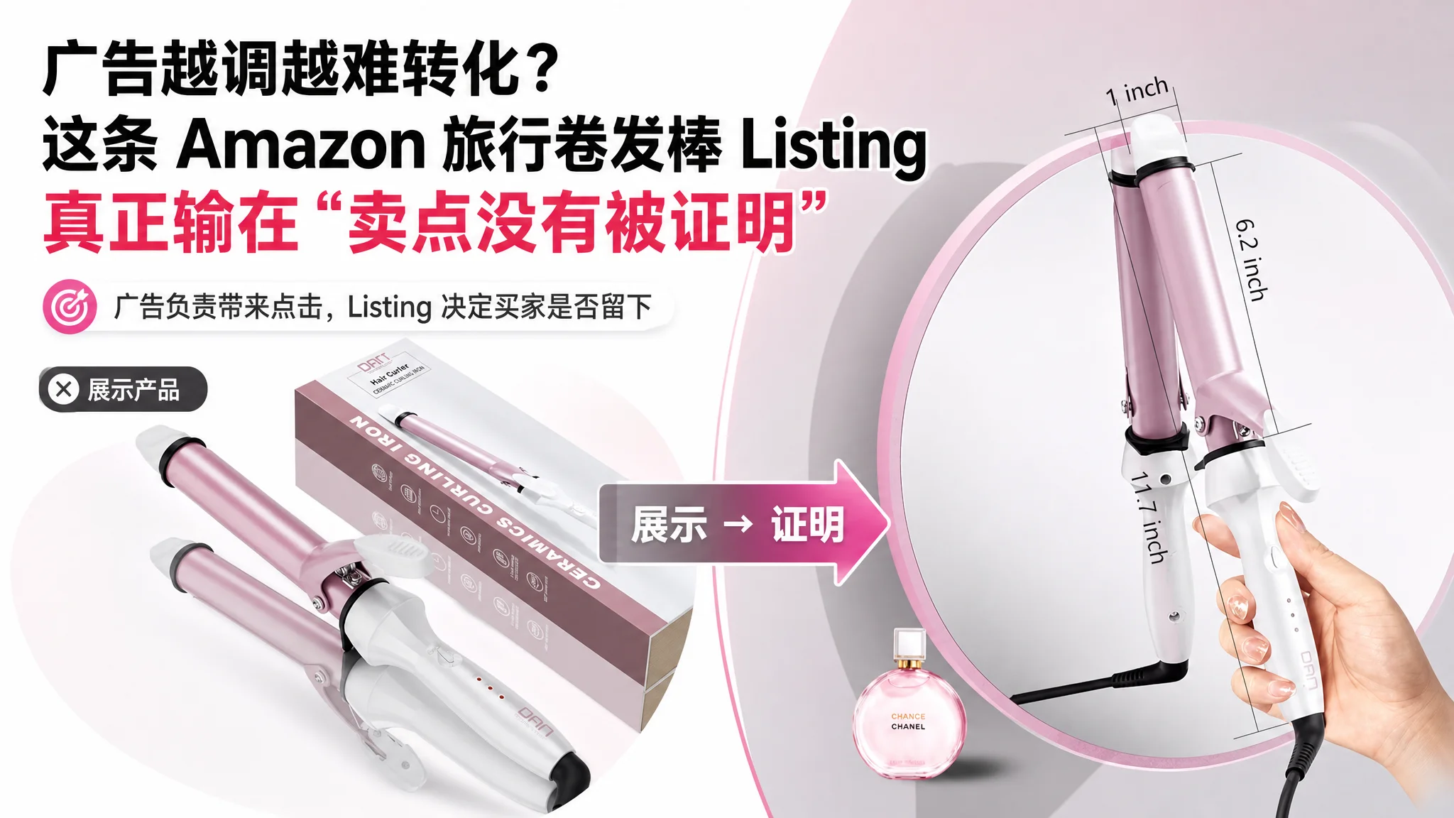 广告越调越难转化？这条 Amazon 旅行卷发棒 Listing 真正输在“卖点没有被证明”