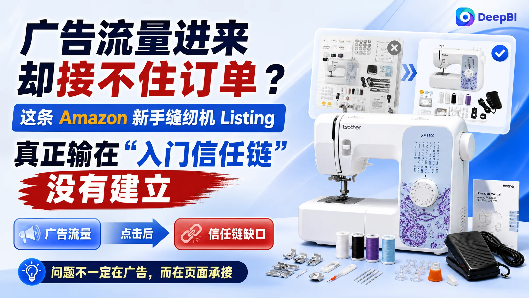广告流量进来却接不住订单？这条 Amazon 新手缝纫机 Listing 真正输在“入门信任链”没有建立