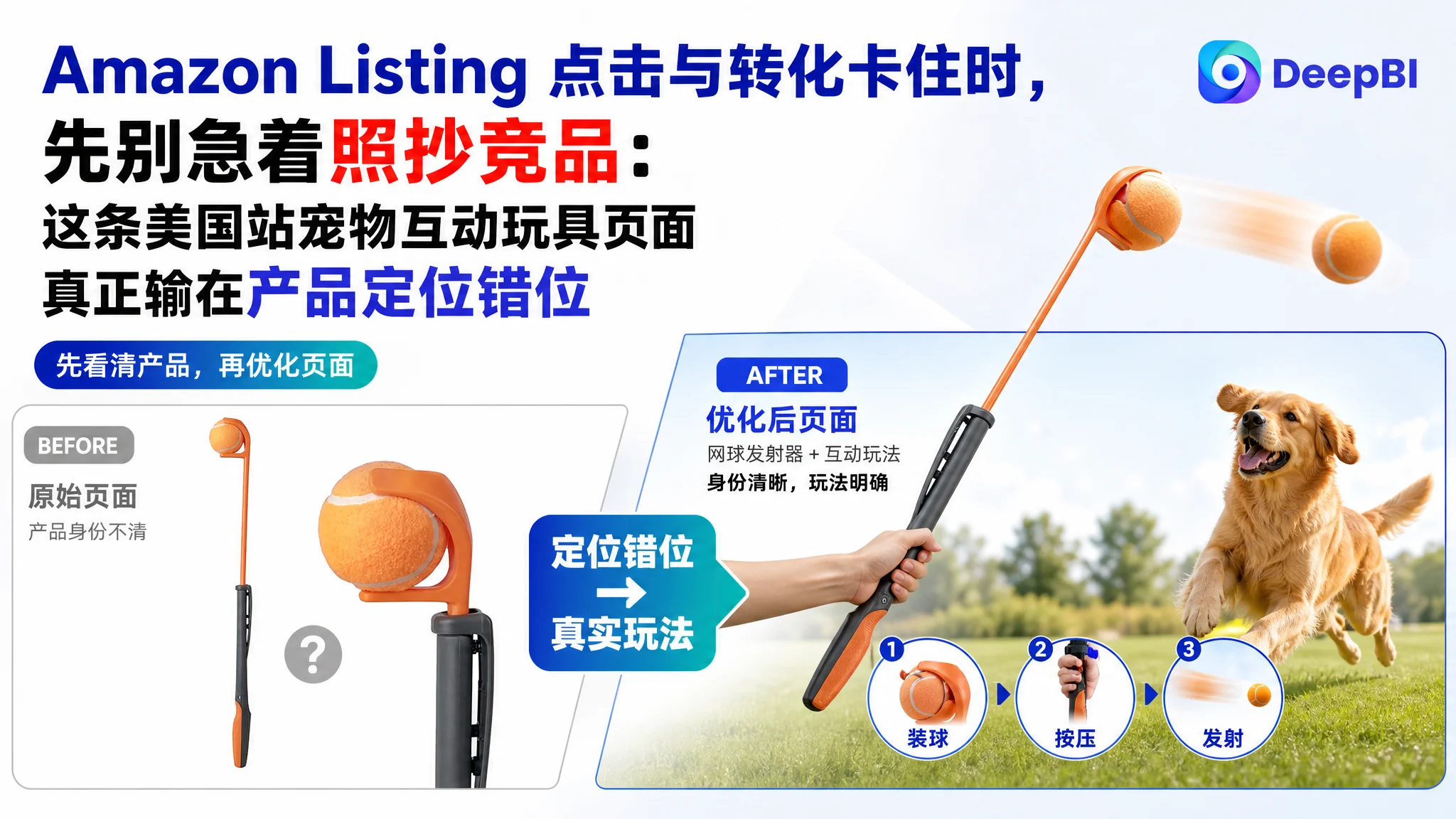 Amazon Listing 点击与转化卡住时，先别急着照抄竞品：这条美国站宠物互动玩具页面真正输在产品定位错位
