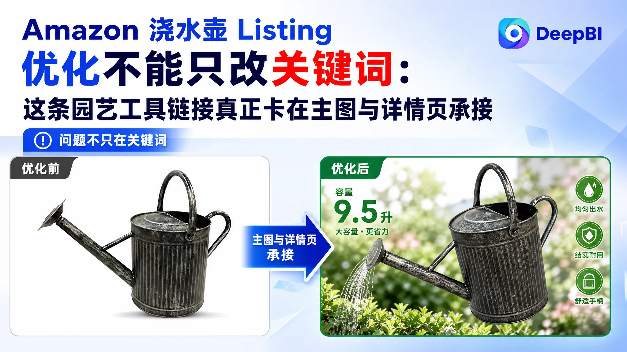 Amazon 浇水壶 Listing 优化不能只改关键词：这条园艺工具链接真正卡在主图与详情页承接