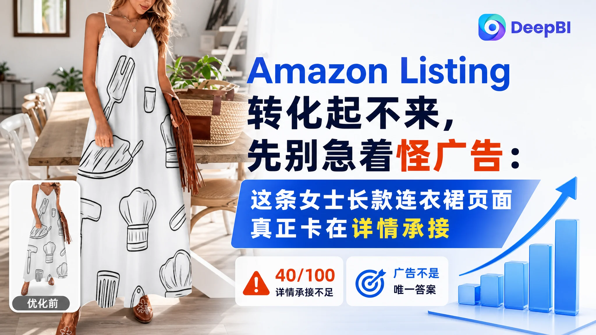 亚马逊Amazon Listing 转化起不来，先别急着怪广告：这条女士长款连衣裙页面真正卡在详情承接
