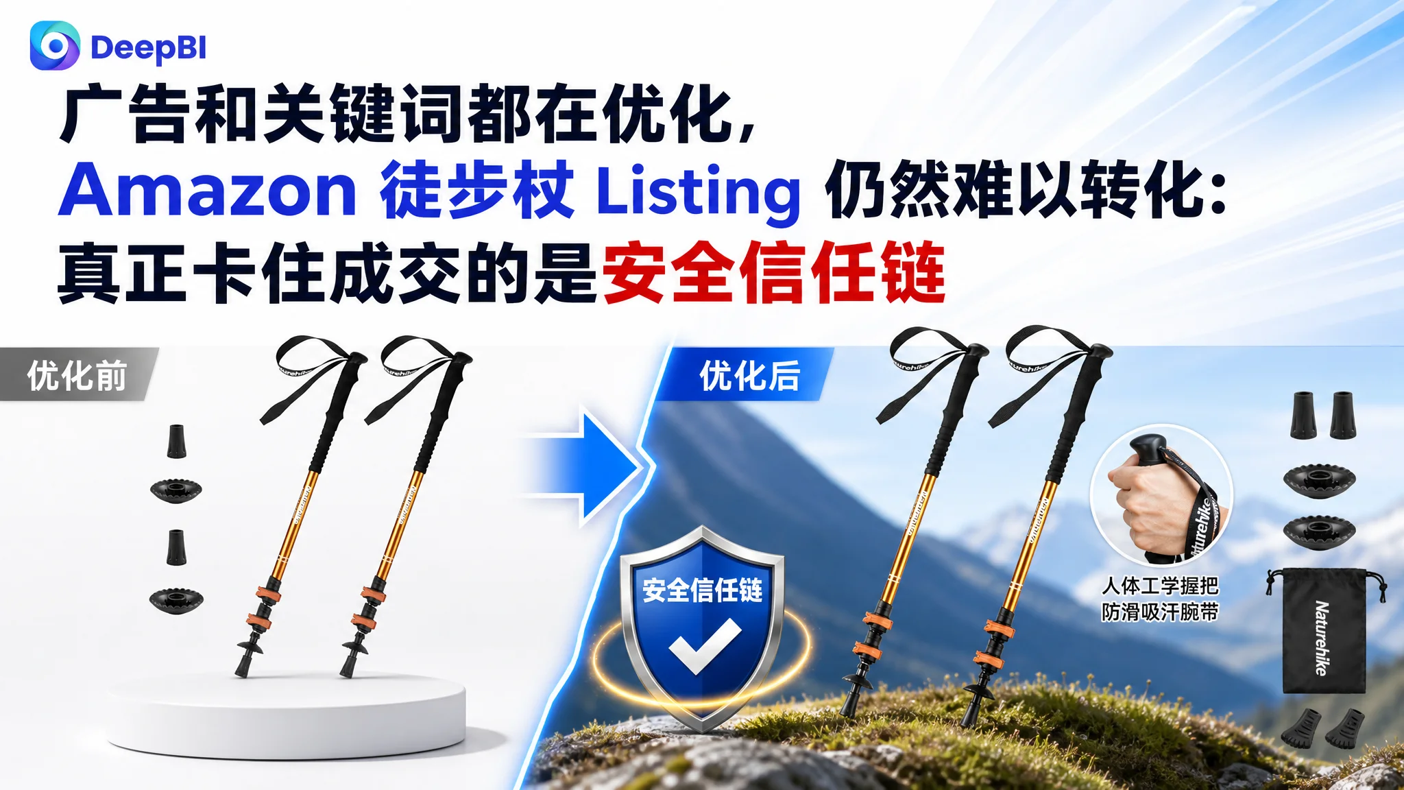 亚马逊广告和关键词都在优化，Amazon 徒步杖 Listing 仍然难以转化：真正卡住成交的是安全信任链