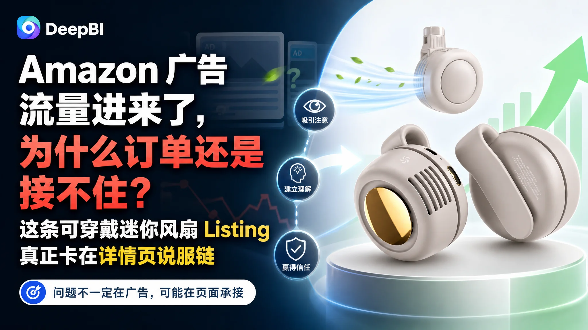 亚马逊Amazon 广告流量进来了，为什么订单还是接不住？这条可穿戴迷你风扇 Listing 真正卡在详情页说服链