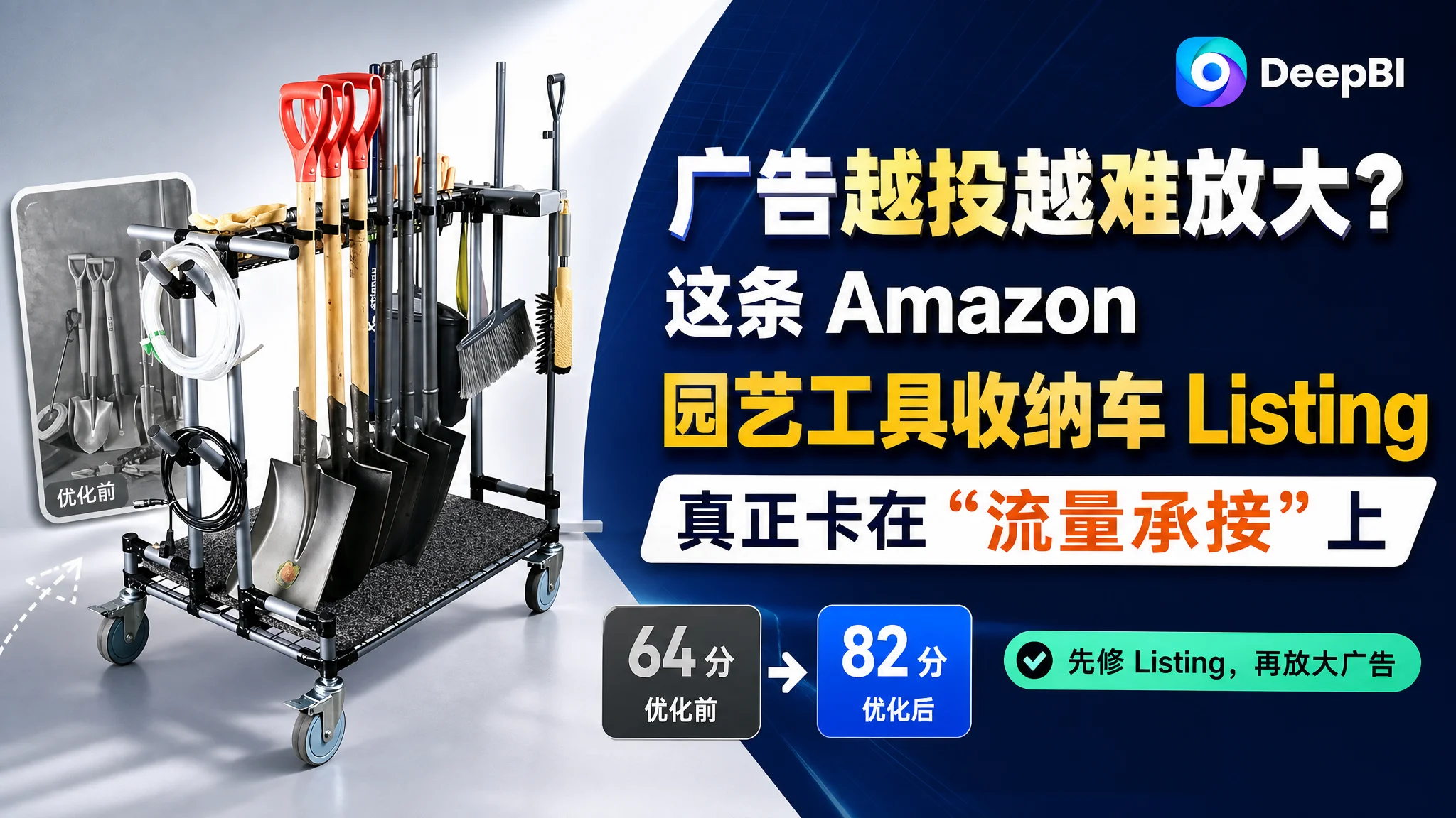 亚马逊广告越投越难放大？这条 Amazon 园艺工具收纳车 Listing 真正卡在“流量承接”上
