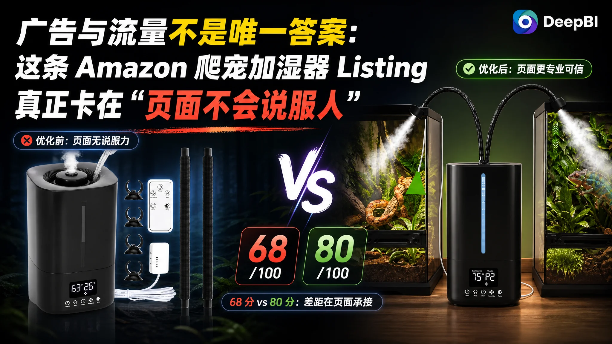 亚马逊广告与流量不是唯一答案：这条 Amazon 爬宠加湿器 Listing 真正卡在“页面不会说服人”