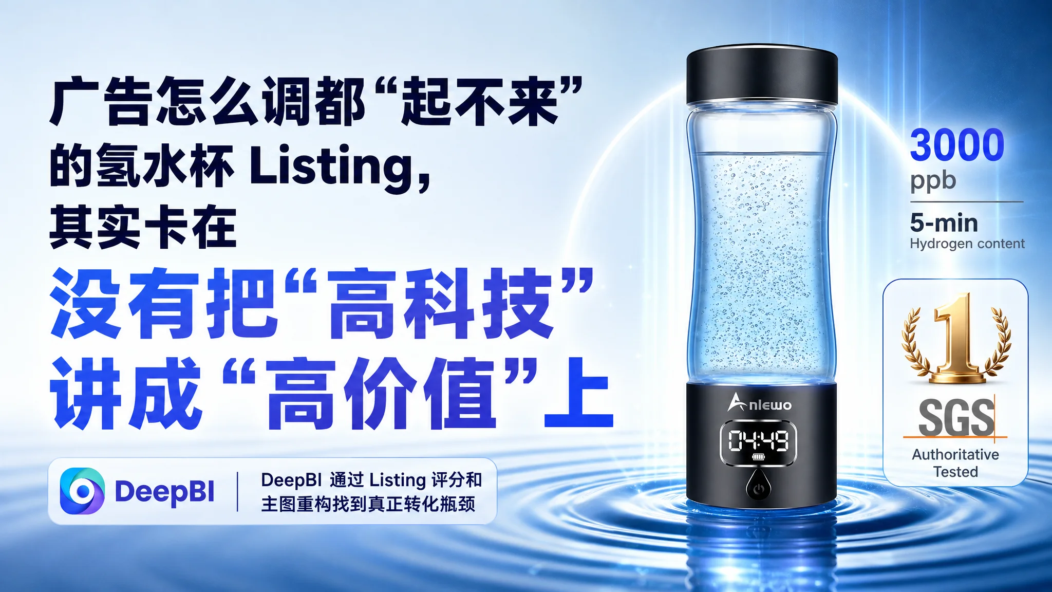 亚马逊广告怎么调都“起不来”的氢水杯 Listing，其实卡在没有把“高科技”讲成“高价值”上